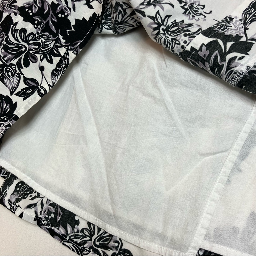 TALBOTS 100% Cotton Black & White Floral A-Line Skirt Sz 4 📦DISCOUNTED SHIPPING - Picture 6 of 13